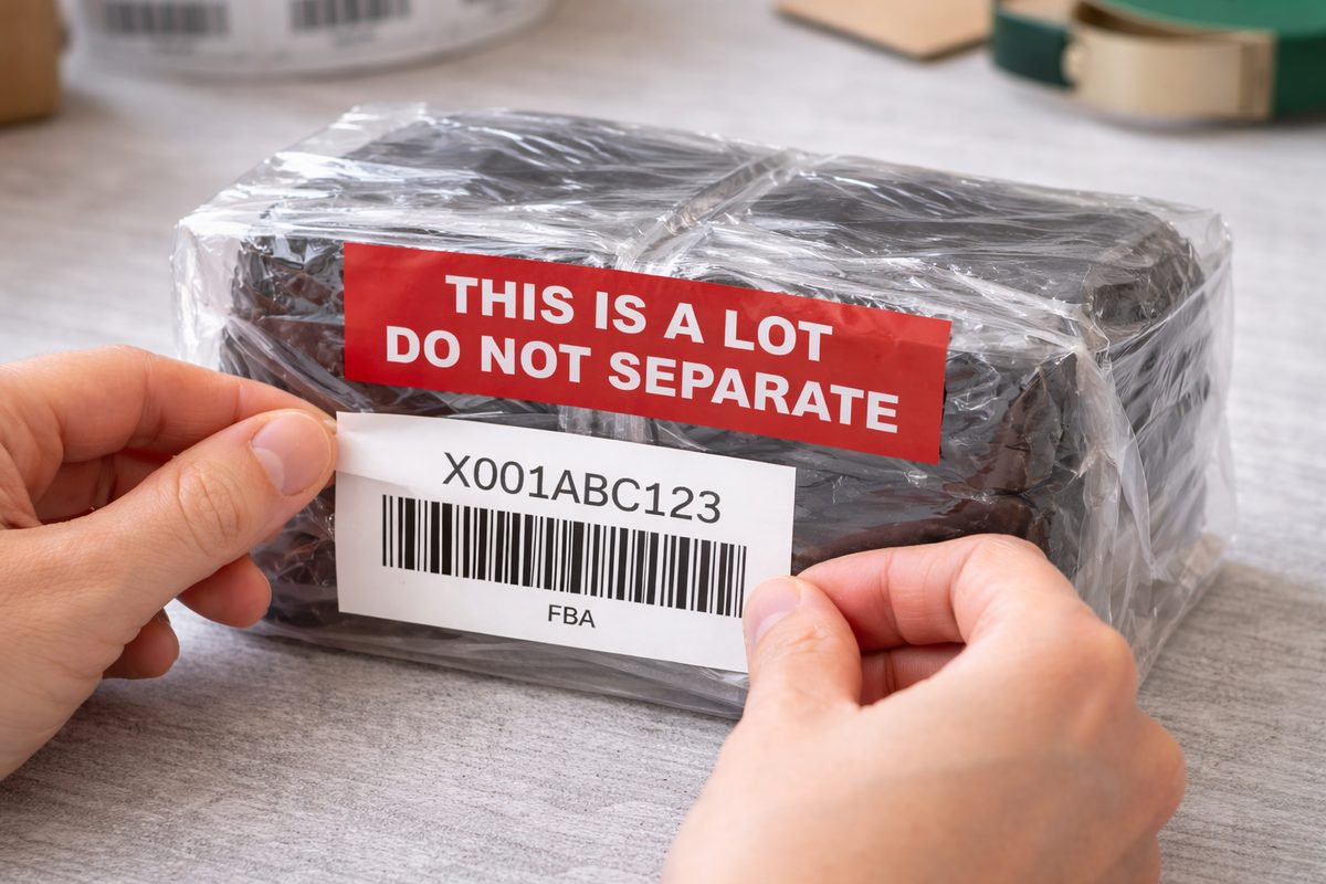 Lot conditionné sous polybag portant l'étiquette « This is a lot — do not separate »